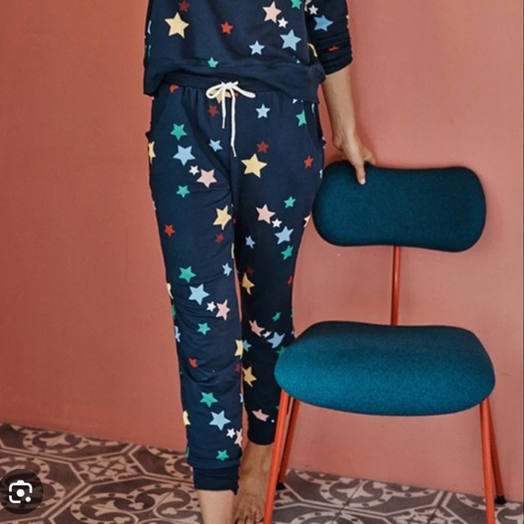 summersalt Pants - summersalt Navy Joggers with Multicolor Star Print